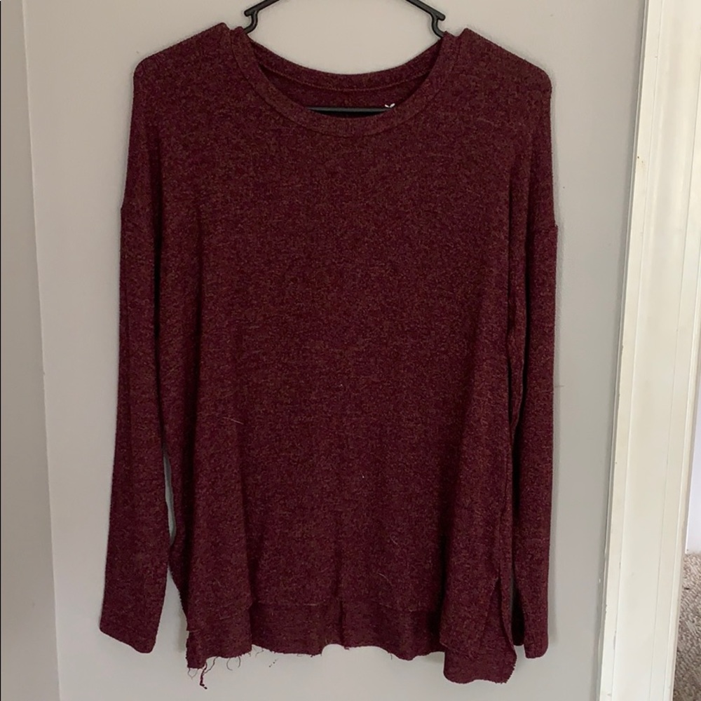 American Eagle Maroon Plush Sweater